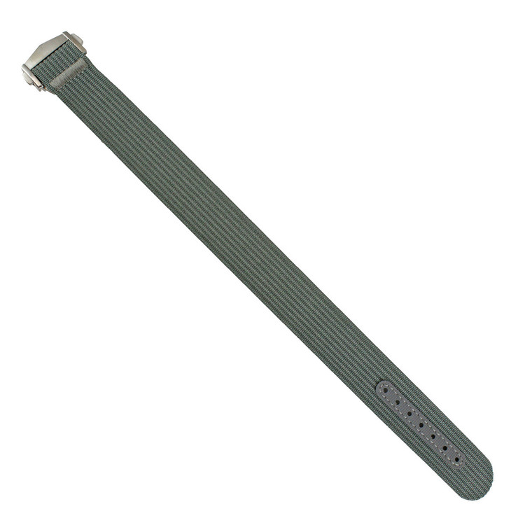 Grey Ribbed Nylon Watch Band with Deployant Clasp 22mm Strap 9 14/16 Inch Length