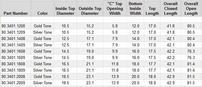 80.3401 chart for imitation made to fit cartier style buckles