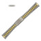 Hadley Roma Metal Watch Band 7 Inch Length Two Tone Oyster Style Link With Expandable Ends 16 to 22mm