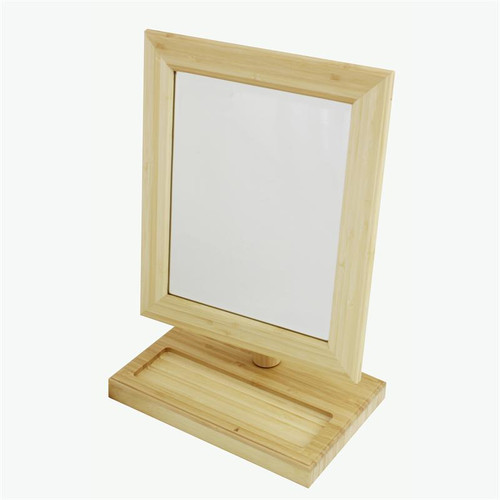 Display Counter Mirror with Flexible Arm Base Wooden 10" x 6" Large