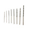 Eight piece set of mini diamond twist drill bits