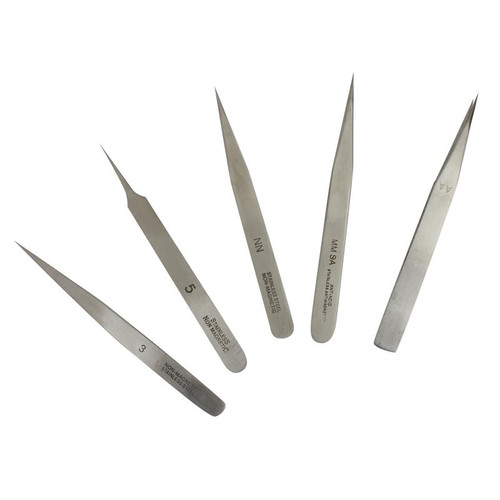 Watchmakers Stainless Steel Tweezers Set 5 Piece Fine Point Tool Kit