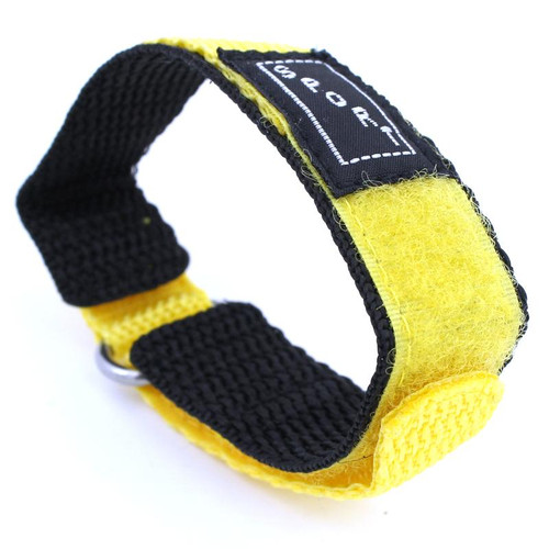 16mm Black and Yellow Nylon Watch Strap Velcro® Style Sport Band 8 1/2 Inch  Length