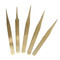 Brass Tweezers Set of 5 pcs Straight Tip 5" Long Very Soft Non-Magnetic