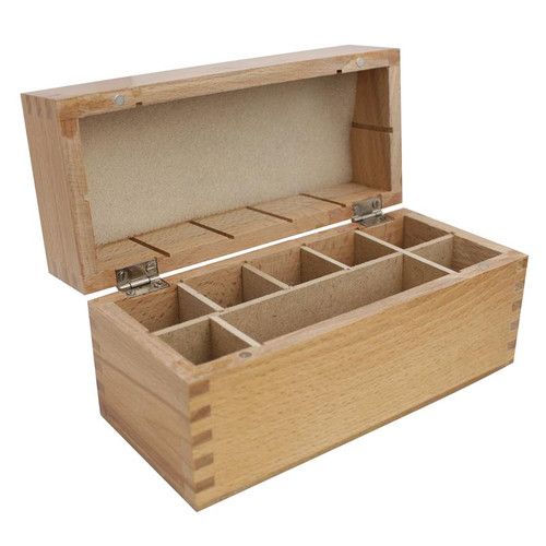 5 Compartment Wooden Box With Magnetic Lock For 3 Gold Testing Acid & 2  Stones