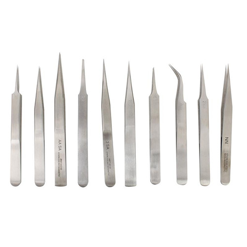 AJOTO Stellar ステンレススチール Stella Euro Style Economy Tweezers in 12 Styles Stainless Steel