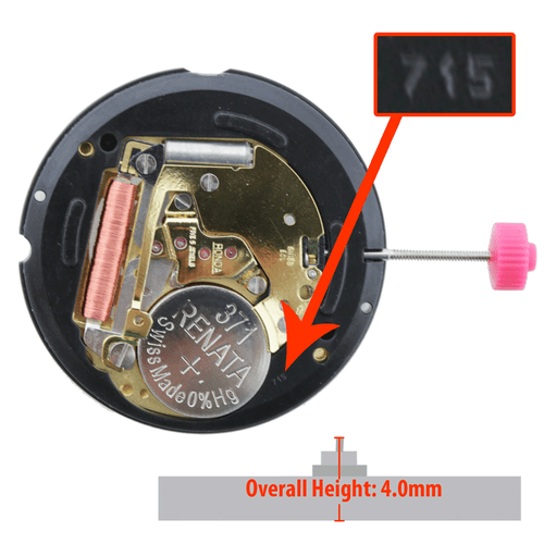 Harley Ronda 3 Hand Quartz Watch Movement HQ715G-BW Black Date