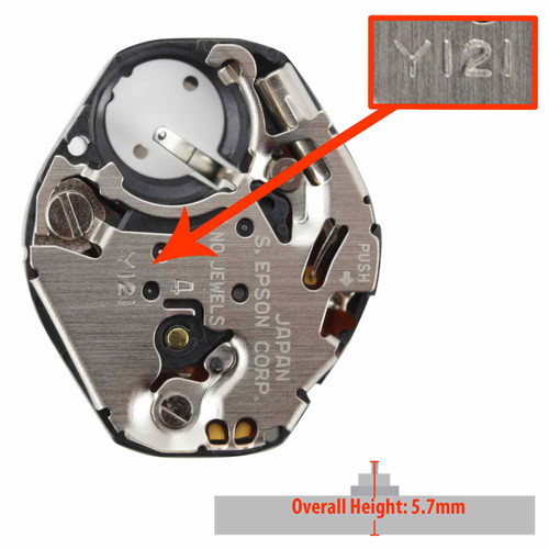 Epson Japan 3 Hand Quartz Watch Movement Y121.4 High Canon Pinion