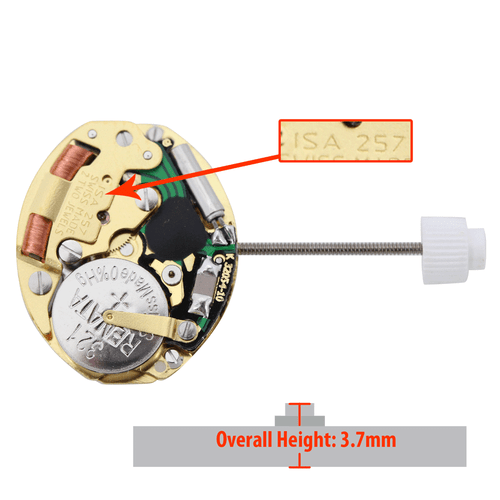 ISA 2 Hand Quartz Watch Movement ISA257 Overall Height 3.7mm