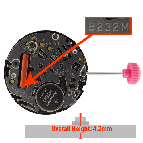 Miyota/Citizen LTD Watch Movement B232M Quartz Movement Overall Height 4.2mm