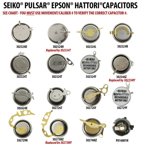 Seiko capacitor batterie solaire rechargeable V137 V138 Series 302624X Seiko capacitor batterie solaire rechargeable V137 V138 Series 302624X