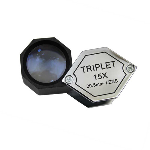 15x Jewelers Loupe, Hastings Triplet ,21mm, Chrome, Leather Case