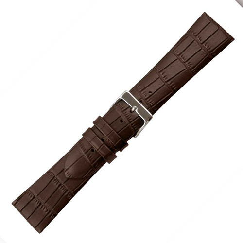 Slim Alligator Leather Watch Band – Classic Fit - Rich Glay Brown Color ritche-watch-bands-alligator-  main image 2