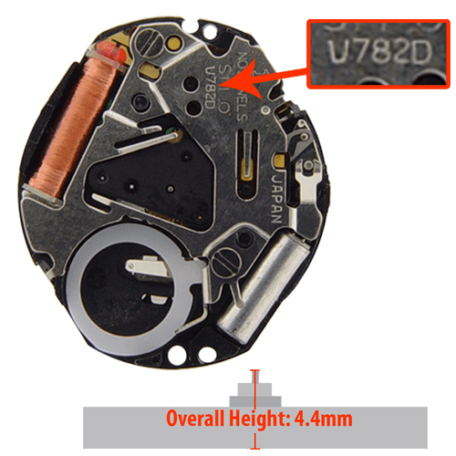 Hattori Japan 3 Hand Quartz Watch Movement V782.4 Date at 3:00