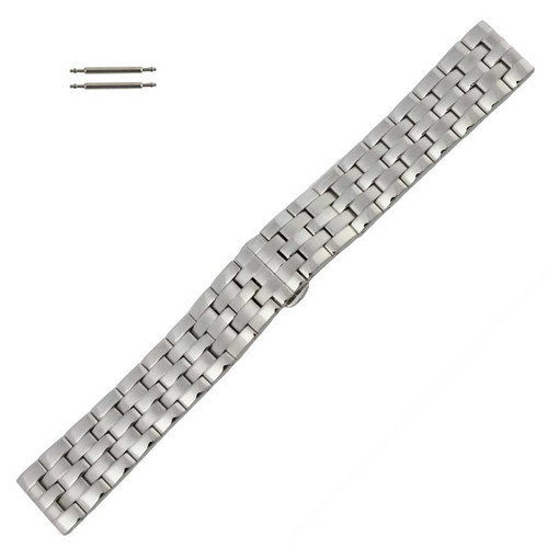 Black Accented and Silver Tone Stainless Steel Metal Watch Band 24