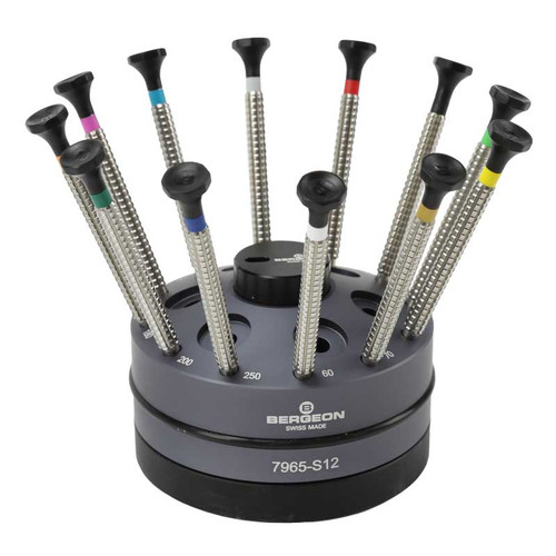 Bergeon 7965-S12 Special Profile Screwdriver Set of 12 on Rotating