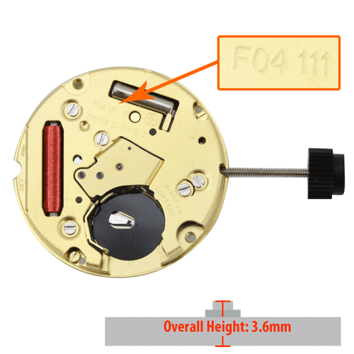 ETA® 2 Hand Quartz Watch Movement F04.115-2 Replaces F04.111-2