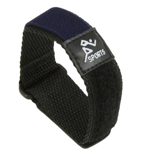 22MM Velcro® Style Black/Blue Nylon Sport Watch Strap