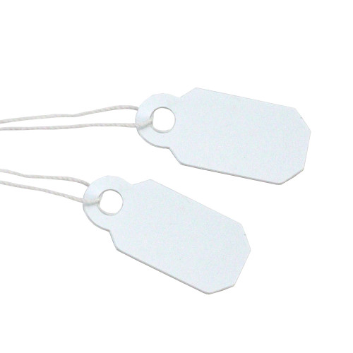 Arch Crown String Tags - 21mm x 9mm White with White String Pkg of 250