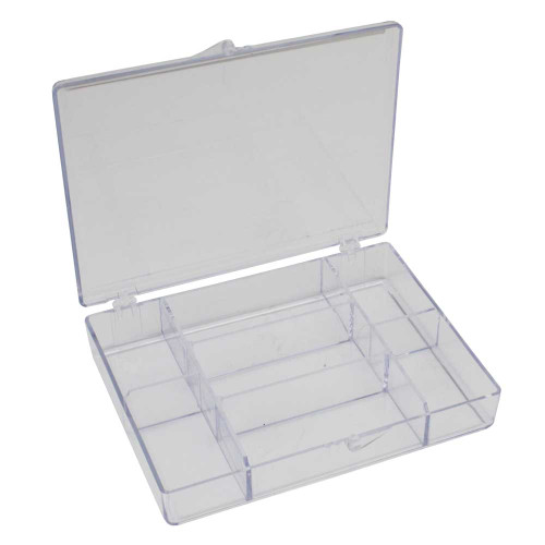 Mini 6 Compartment Round Plastic Storage Box with Snap Closure CLEARANCE