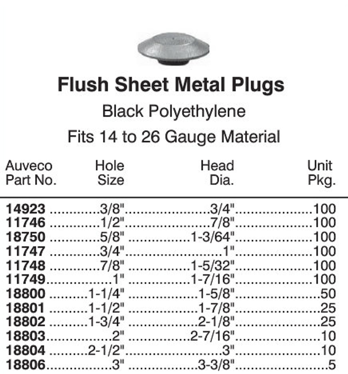 14923 Flush Plastic Hole Plug - 3/8"Hole