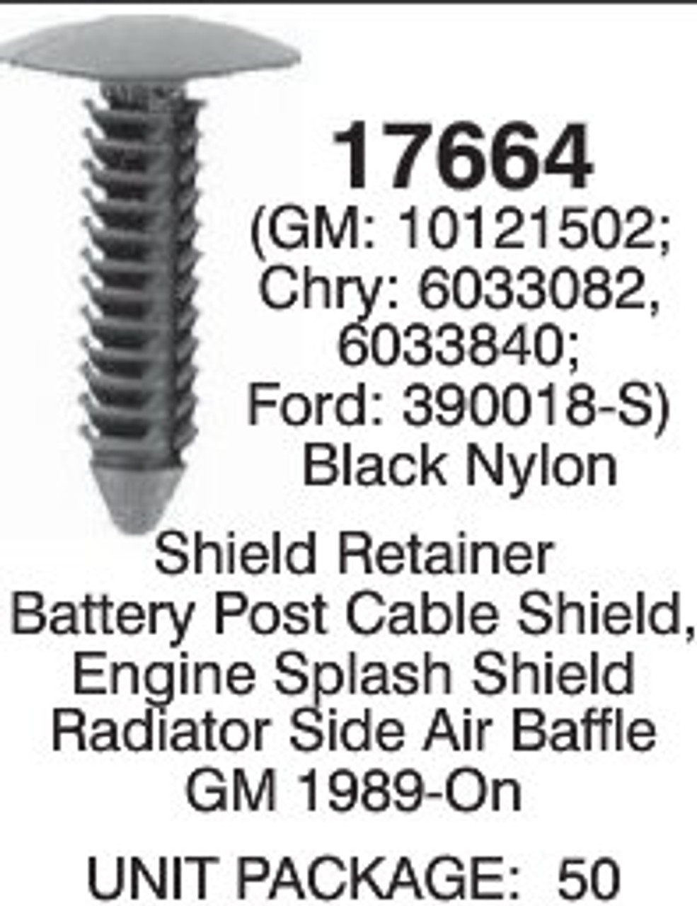 100 Splash Shield Retainer Hood Seal Clip A 15543 For Chrysler For GM 22547243 