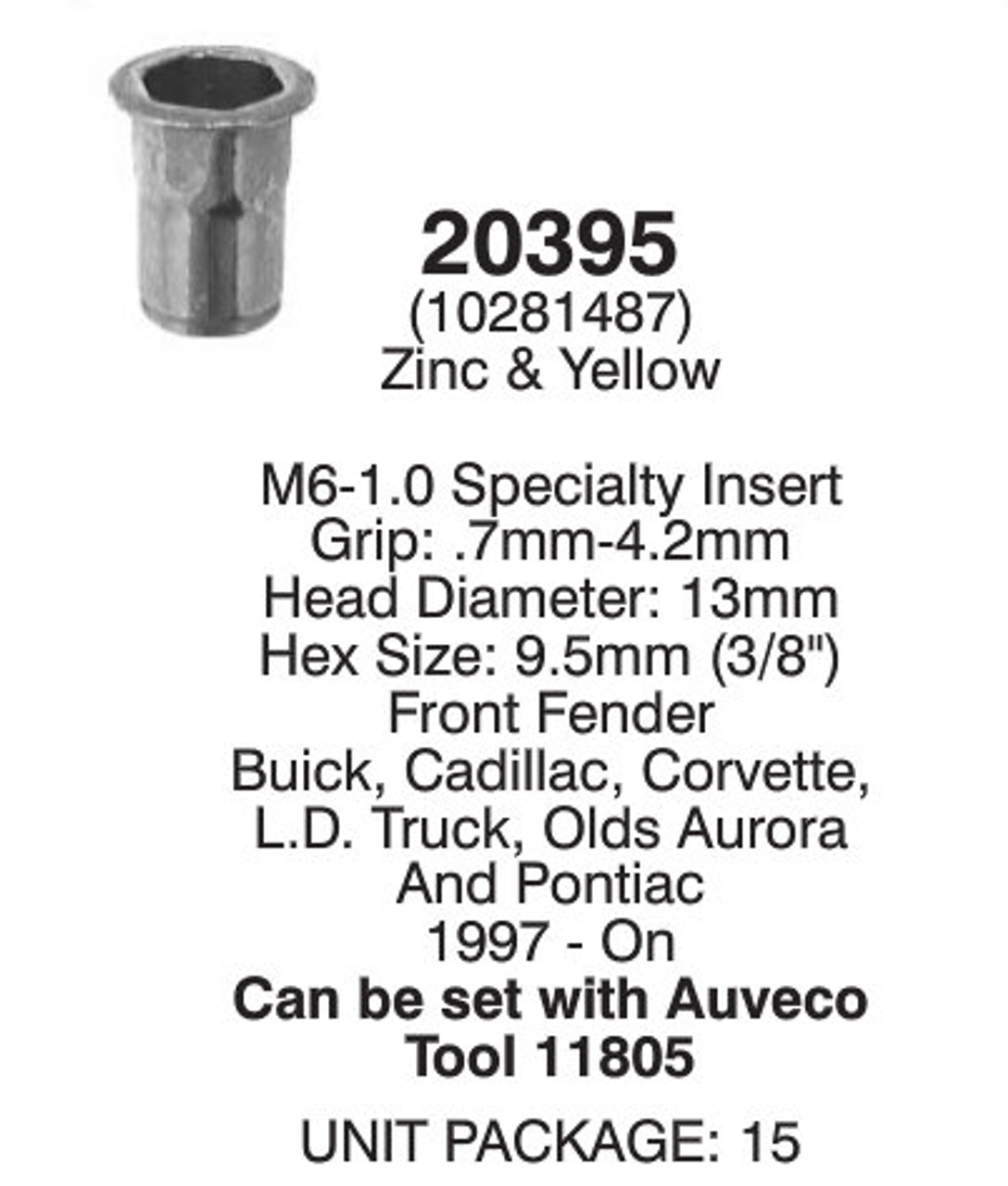 Auveco 20395 Detail
*Note Correct Tool Is #16341