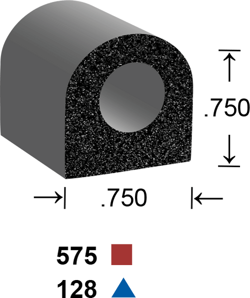 CS128 "D" Seal Profile EPDM Rubber