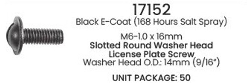 17152 Black License Plate Screw Metric 17152 Black License Plate Screw Metric