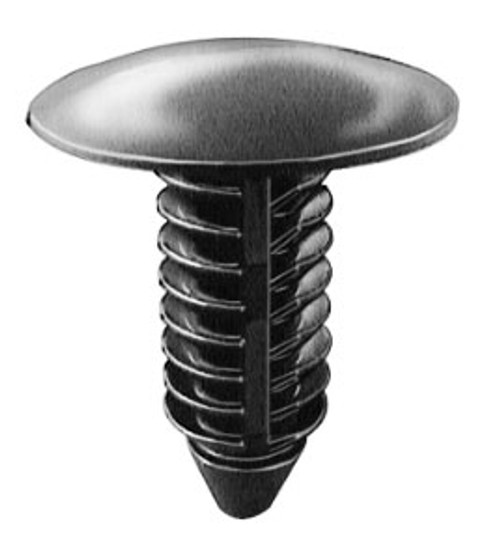 Radiator Yoke, Fender & Bumper Shield Retainer
This Is One Of The Most Popular & Universal Retainers On The Market
Also Listed As Auveco# 11146 (25 Count)
Chrysler OEM#: 6030441
GM OEM#: 11569768, 15958694, 1605396
Ford OEM#: 388577S, W705589-S300 
Head Diameter: 11/16"
Stem Length: 13/16"
Stem Diameter: 5/16"
Black Nylon
100 Per Box
Click Next Image For Clip Detail