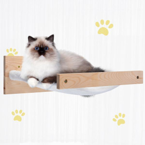 Wall-Mounted Cat Hammock, Cat Shelf and Perch for Wall, Cat Wall-Mounted Bed Furniture for Sleeping, Playing, Lounging, Natural XH Wall-Mounted Cat Hammock, Cat Shelf and Perch for Wall, Cat Wall-Mounted Bed Furniture for Sleeping, Playing, Lounging, Natural XH