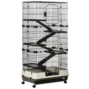 PawHut Small Animal Cage with Wheels, Portable Bunny Cage 6-Tier PawHut Small Animal Cage with Wheels, Portable Bunny Cage 6-Tier