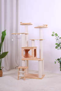PurrScape Elegance - Deluxe Wooden Cat Tower PurrScape Elegance - Deluxe Wooden Cat Tower