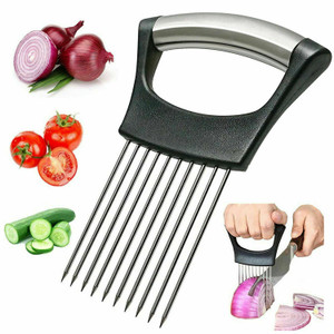 Food Slice Assistant - Stainless Steel Onion Holder Slicer Tomato Cutter NonSlip Food Slice Assistant - Stainless Steel Onion Holder Slicer Tomato Cutter NonSlip