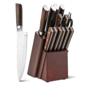 15 Pieces Stainless Steel Knife Block Set with Ergonomic Handle 15 Pieces Stainless Steel Knife Block Set with Ergonomic Handle