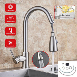 Kitchen Faucets Single Handle Kitchen Sink Faucet Brushed Nickel Stainless Steel Pulldown Head Faucet Kitchen Faucets Single Handle Kitchen Sink Faucet Brushed Nickel Stainless Steel Pulldown Head Faucet