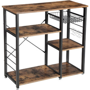 3-Tier Industrial Kitchen Baker's Rack Utility Microwave Oven Stand Storage Cart Workstation Shelf, Vintage 3-Tier Industrial Kitchen Baker's Rack Utility Microwave Oven Stand Storage Cart Workstation Shelf, Vintage