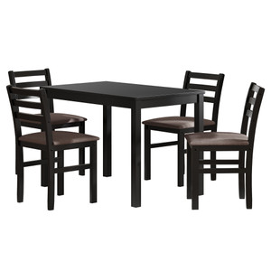 5PCS Stylish Dining Table Set 4 Upholstered Chairs with Ladder Back Design for Dining Room Kitchen Brown Cushion and Black (=OLD SKU:W69177433) 5PCS Stylish Dining Table Set 4 Upholstered Chairs with Ladder Back Design for Dining Room Kitchen Brown Cushion and Black (=OLD SKU:W69177433)