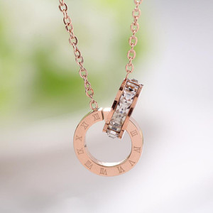 Korean simple literary Roman numerals full of diamonds titanium steel necklace bracelet personalized versatile collarbone chain jewelry female wholesale Korean simple literary Roman numerals full of diamonds titanium steel necklace bracelet personalized versatile collarbone chain jewelry female wholesale