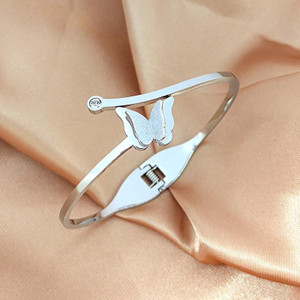 Japan and South Korea 18k silver frosted butterfly bracelet female titanium steel does not lose color simple bracelet live mouth adjustable hand jewelry Japan and South Korea 18k silver frosted butterfly bracelet female titanium steel does not lose color simple bracelet live mouth adjustable hand jewelry