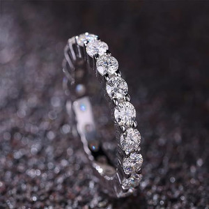 Moissanite Rings Sterling Silver Eternity Stackable Ring