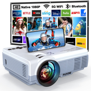 Projector with WiFi and Bluetooth,5G WiFi 9000L Native 1080P Video Projector, FUDONI Portable Movie Projector,Compatible with TV Stick, Smartphone, Tablet, PC,HDMI,VGA,USB,AV (Shipment from FBA) Projector with WiFi and Bluetooth,5G WiFi 9000L Native 1080P Video Projector, FUDONI Portable Movie Projector,Compatible with TV Stick, Smartphone, Tablet, PC,HDMI,VGA,USB,AV (Shipment from FBA)