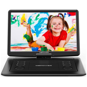 DBPOWER 17.9" Portable DVD Player with 15.6" Large HD Swivel Screen, 6 Hour Rechargeable Battery, Support USB/SD and Multiple Disc Formats, High Volume Speaker, Car Charger, Remote Control, Black
