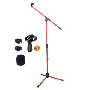 5 Core Mic Stand Red 1 Piece Collapsible Height Adjustable Up to 6ft Metal Microphone Tripod Stands w Boom Arm Para Microfono for Singing Karaoke Speech Stage Recording - MS 080 RED 5 Core Mic Stand Red 1 Piece Collapsible Height Adjustable Up to 6ft Metal Microphone Tripod Stands w Boom Arm Para Microfono for Singing Karaoke Speech Stage Recording - MS 080 RED