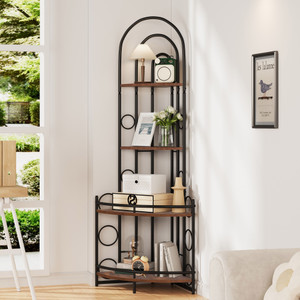 4-Tier Corner Bookshelf, Modern Style, Plant Stand with Metal Frame 4-Tier Corner Bookshelf, Modern Style, Plant Stand with Metal Frame