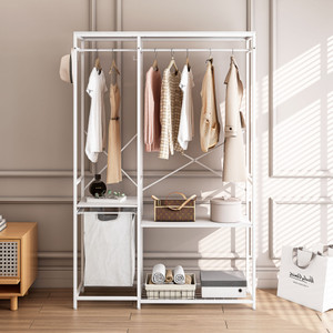 Portable Wardrobe Clothes Rack, Freestanding Clothing Rack with Bottom Mesh Storage Rack, Multi-functional Bedroom Clothing Rack with Premium Oxford Cloth Storage Bag,White Portable Wardrobe Clothes Rack, Freestanding Clothing Rack with Bottom Mesh Storage Rack, Multi-functional Bedroom Clothing Rack with Premium Oxford Cloth Storage Bag,White