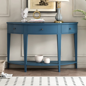 U-Style Modern Curved Console Table Sofa Table with 3 drawers and 1 Shelf for Hallway, Entryway, Living Room U-Style Modern Curved Console Table Sofa Table with 3 drawers and 1 Shelf for Hallway, Entryway, Living Room