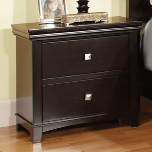 Transitional 1pc Nightstand Espresso Solid wood Nickel Square Knob Bedside Table 2- Drawers Bedroom Furniture Transitional 1pc Nightstand Espresso Solid wood Nickel Square Knob Bedside Table 2- Drawers Bedroom Furniture
