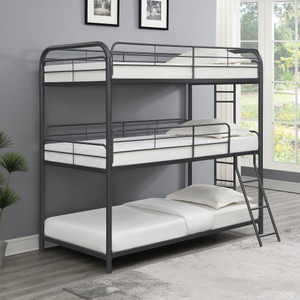 Furniture Triple Bunk Bed, Twin/Twin/Twin, black Furniture Triple Bunk Bed, Twin/Twin/Twin, black