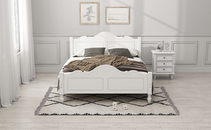 Modern Wooden Platform Bed with Headboard,Queen